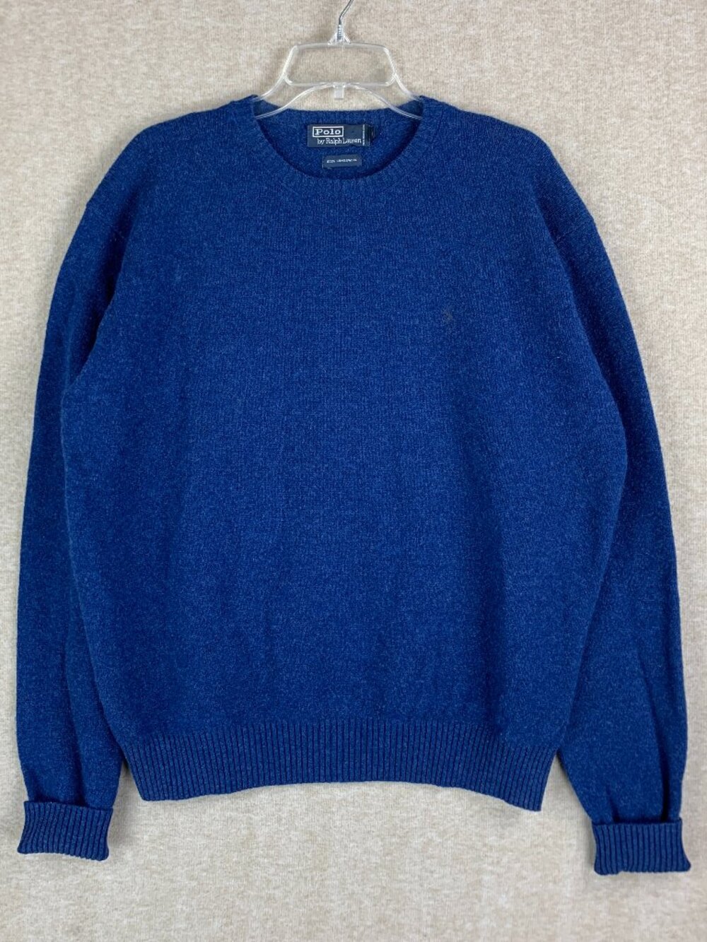 Vintage Polo Ralph Lauren Sweater Mens Size L Lambswool Pullover Crew Neck Pony